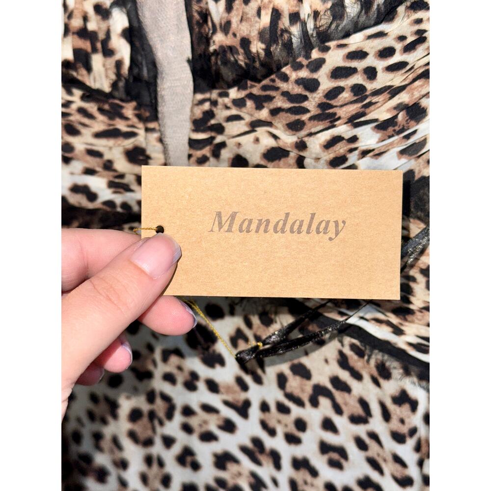 NWT Mandalay Grey Leopard Black Brown Silk Sleeveless Maxi Evening Dress Size 10 - Picture 14 of 16